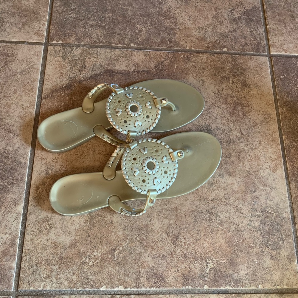 gold jack roger jelly sandals